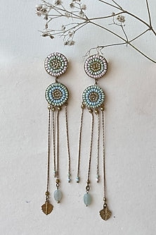 Gold Finish Beads & Pearls Handcrafted Dangler Earrings