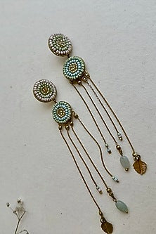 Gold Finish Beads & Pearls Handcrafted Dangler Earrings
