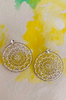 Antique Silver Finish Beaded Handcrafted Chandbali Earrings