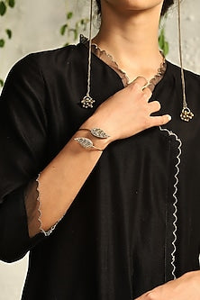 Gold Finish Embroidered Handcrafted Openable Bracelet