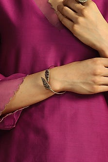 Gold Finish Embroidered Handcrafted Openable Bracelet