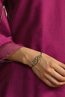 Gold Finish Embroidered Handcrafted Openable Bracelet