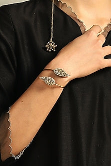 Gold Finish Embroidered Handcrafted Openable Bracelet