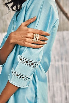 Gold Finish Beads & Synthetic Stones Ring