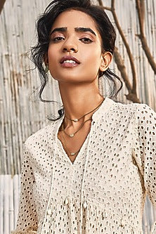 Gold Finish Synthetic Stone & Beads Handcrafted Layered Necklace