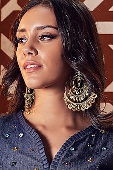 Gold Finish Pearl Chandbaali Earrings