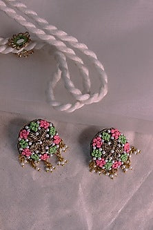 Multi-Colored Embroidered Stud Earrings
