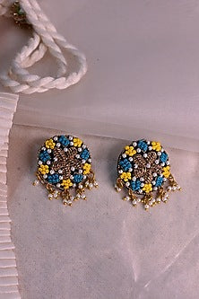 Multi-Colored Embroidered Dangler Earrings