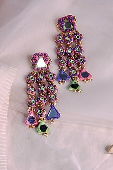 Multi-Colored Embroidered Dangler Earrings