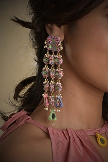 Multi-Colored Embroidered Dangler Earrings