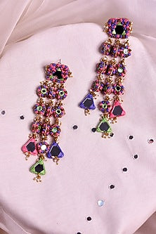 Multi-Colored Embroidered Dangler Earrings