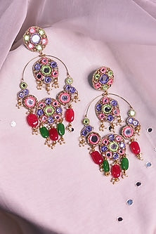Multi-Colored Embroidered Chandbaali Earrings