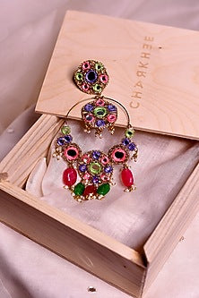 Multi-Colored Embroidered Chandbaali Earrings
