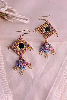 Multi-Colored Embroidered Dangler Earrings