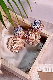White Hand Embroidered Dangler Earrings