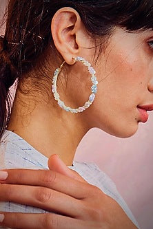 Multi-Colored Hand Embroidered Hoop Earrings