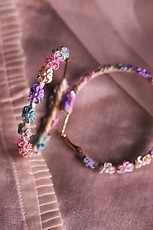 Multi-Colored Hand Embroidered Hoop Earrings
