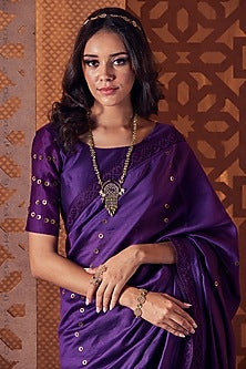 Gold Finish Stone Embroidered Long Necklace