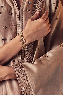 Gold Finish Embroidered Bracelet