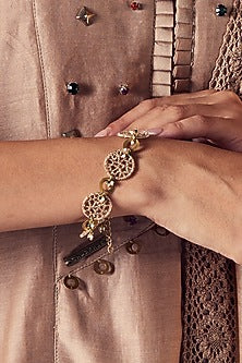 Gold Finish Embroidered Bracelet