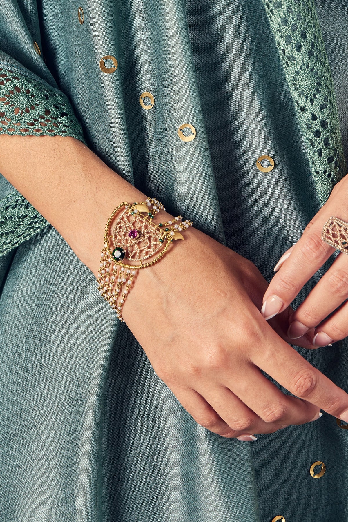 Multi-Colored Embroidered Bracelet