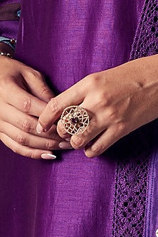 Gold Finish Embroidered Ring