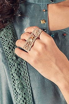 Gold Finish Embroidered Ring