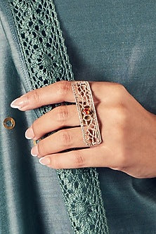 Gold Finish Embroidered Ring