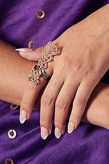 Gold Finish Embroidered Ring