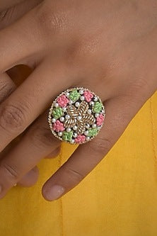 Multi-Colored Hand Embroidered Ring