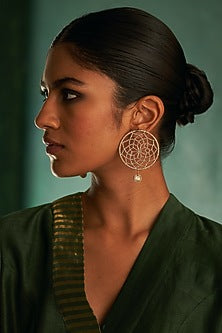 Gold Finish Zari Dangler Earrings