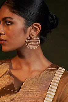 Gold Finish Zari Dangler Earrings
