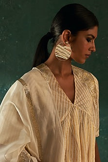 Gold Finish Gota Dangler Earrings