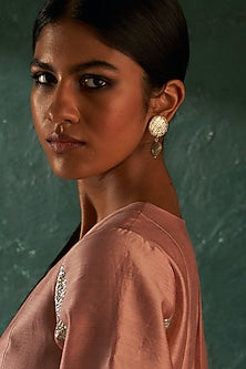 Gold Finish Beaded Dangler Earrings