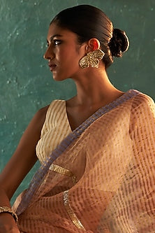 Gold Finish Gota & Cutdana Stud Earrings