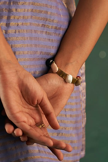 Gold Finish Glass Beaded Bracelet