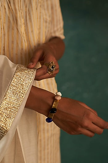 Gold Finish Glass Beaded Bracelet