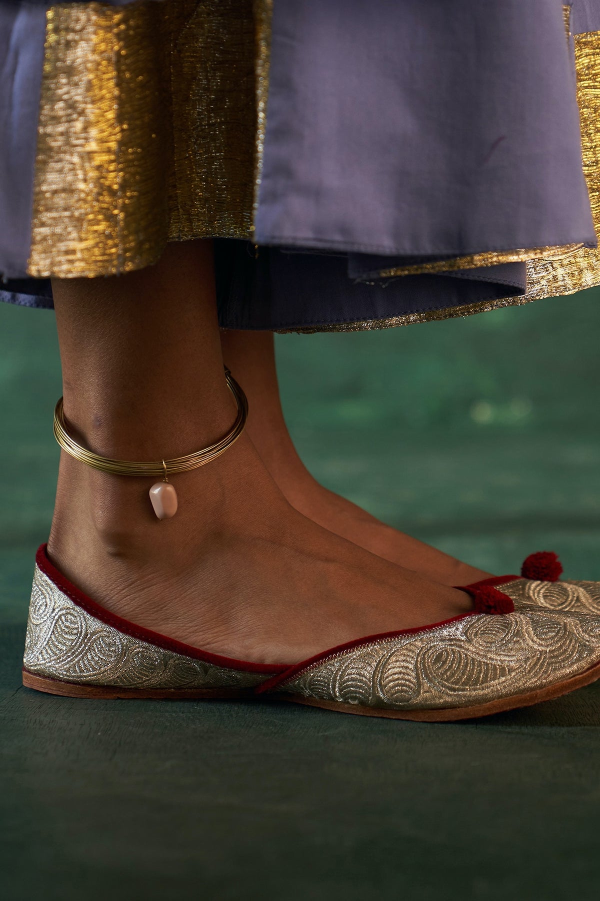 Gold Finish Beaded Anklet