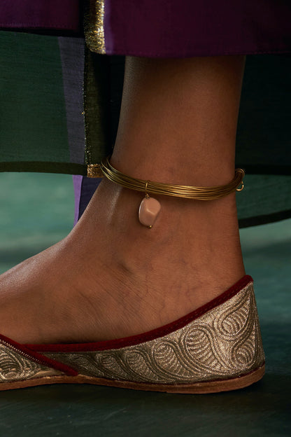 Gold Finish Beaded Anklet