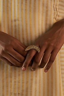 Gold Finish Crescent Ring