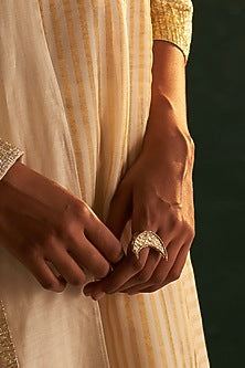 Gold Finish Crescent Ring