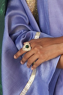 Gold Finish Green Gemstone Ring