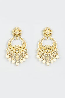 Gold Finish Pearl Chandbali Earrings