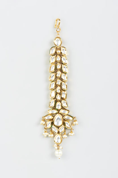 Gold Finish Kundan Polki Mangtikka
