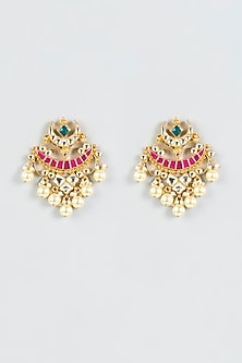 Gold Finish Jadau Chandbali Earrings