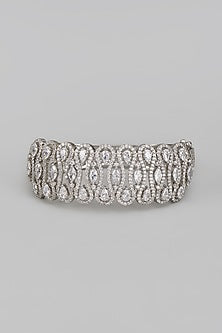 White Rhodium Finish Diamond Openable Bracelet
