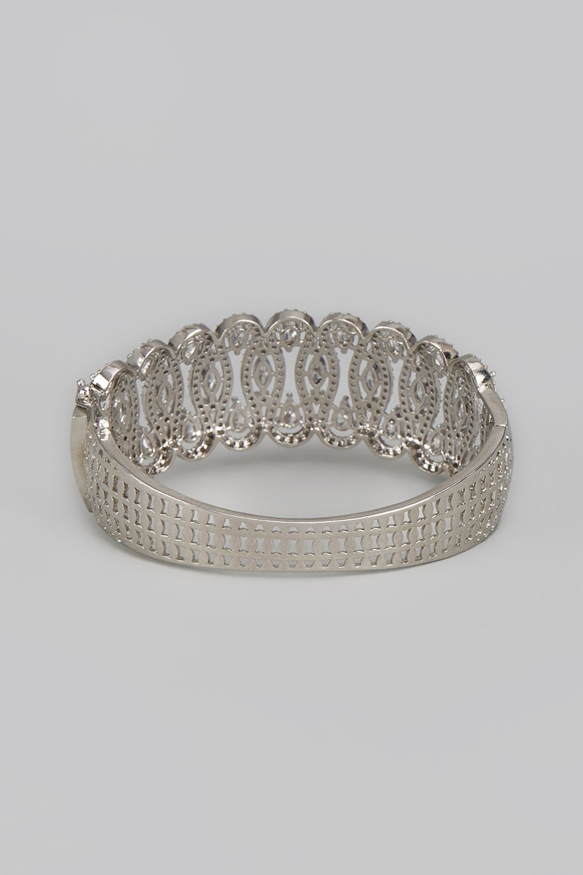White Rhodium Finish Diamond Openable Bracelet