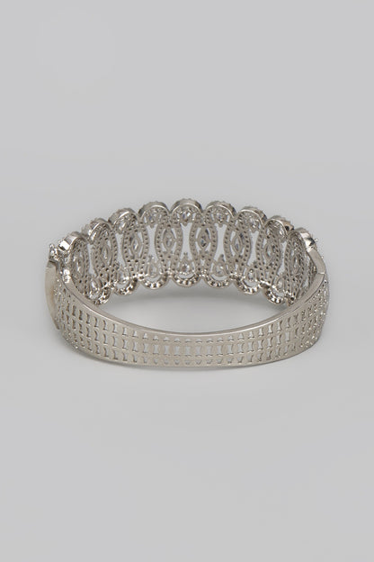 White Rhodium Finish Diamond Openable Bracelet
