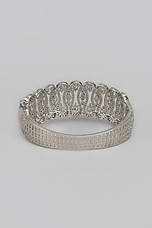 White Rhodium Finish Diamond Openable Bracelet