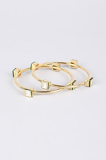 Gold Finish Bangles (Set of 2)